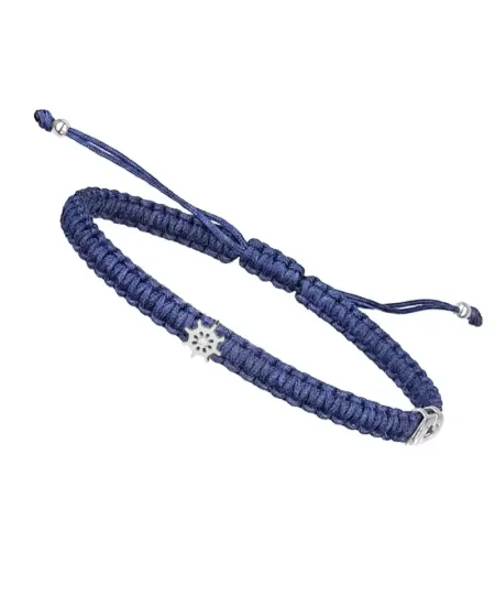 Bracelet Indole de Concordia Jewellery avec cordon bleu marine et fermoir en or blanc serti de diamants