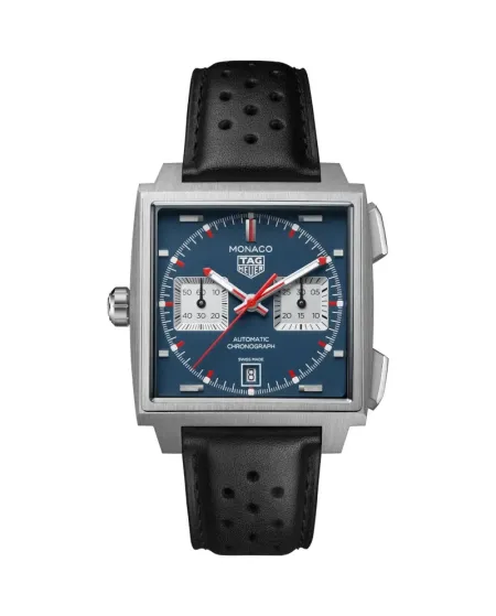 Cronografo Automatico Tag Heuer Monaco in Titanio con Quadrante Blu e Cinturino in Pelle
