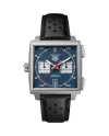 Tag Heuer Monaco Automatic Chronograph in Titanium with Blue Dial and Leather Strap
