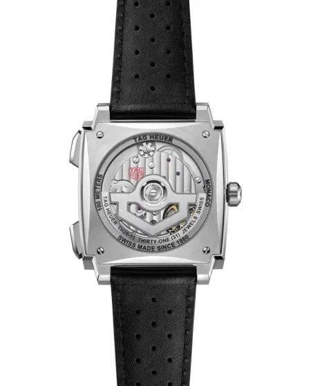Cronografo Automatico Tag Heuer Monaco in Titanio con Quadrante Blu e Cinturino in Pelle