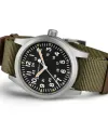 Montre mécanique Hamilton Khaki Field noire avec bracelet NATO en tissu de 42 mm