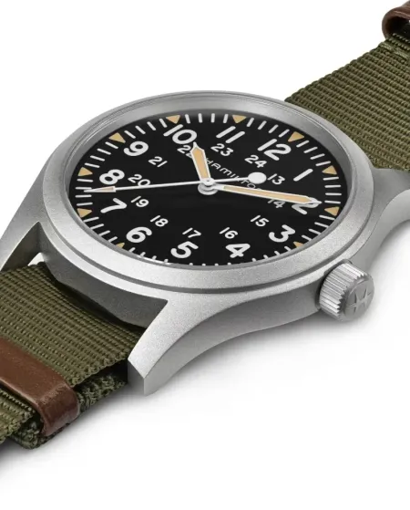 Orologio Hamilton Khaki Field Mechanical Nero con Cinturino Nato in Tessuto 42 mm