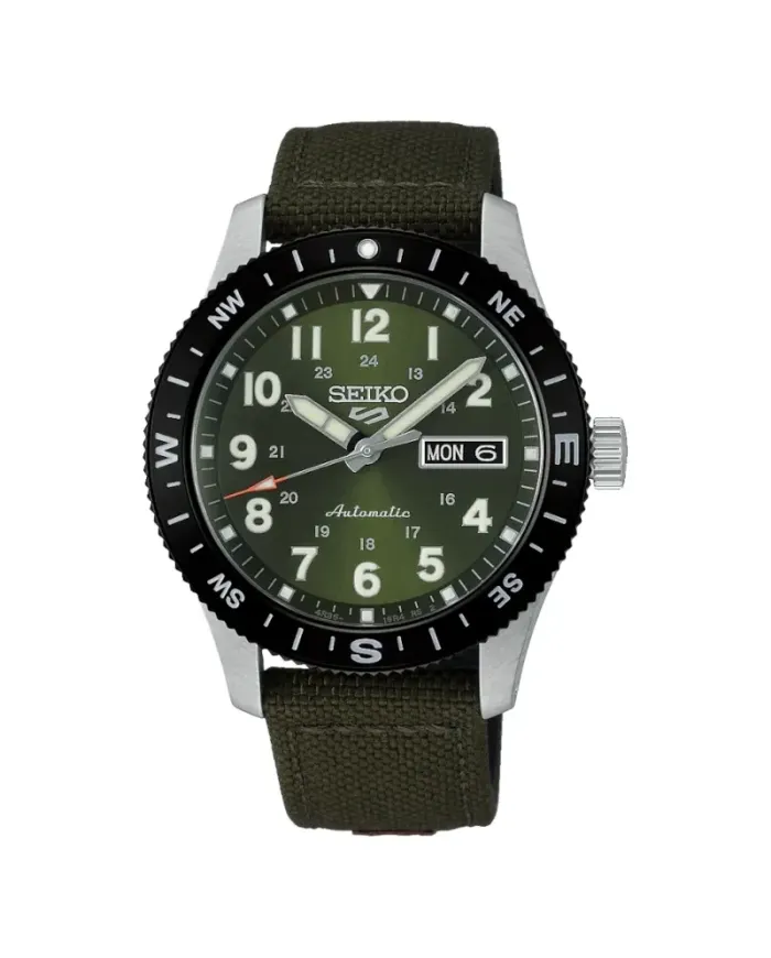 Montre de sport Seiko 5, cadran vert, bracelet en nylon