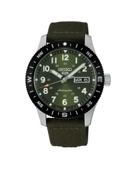 Montre de sport Seiko 5, cadran vert, bracelet en nylon