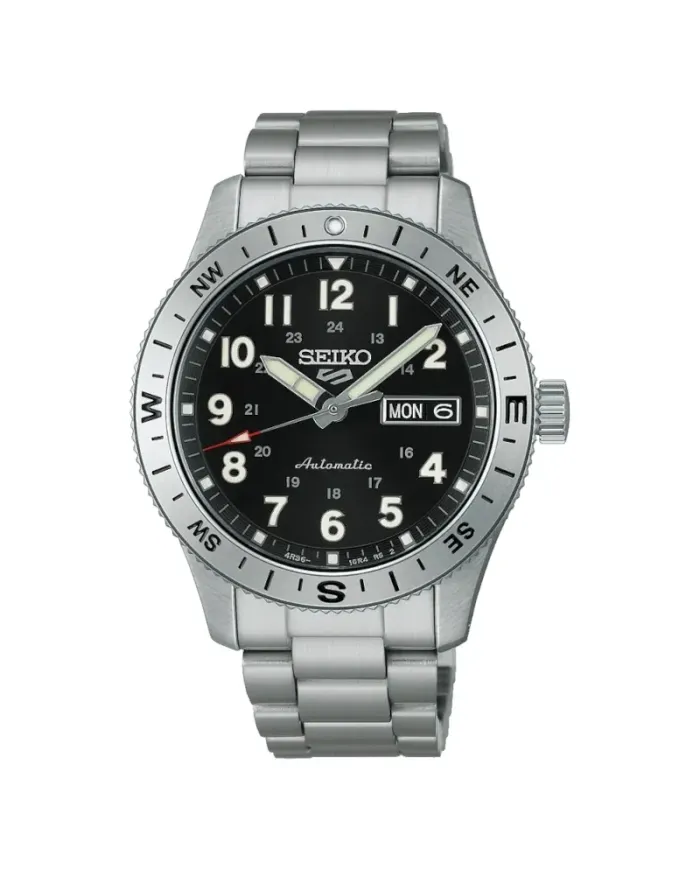 Orologio Seiko 5 Sports Field Quadrante Nero Cinturino in Acciaio