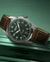 Alpina Pilot Startimer Automatic Green Watch with 40mm Leather Strap