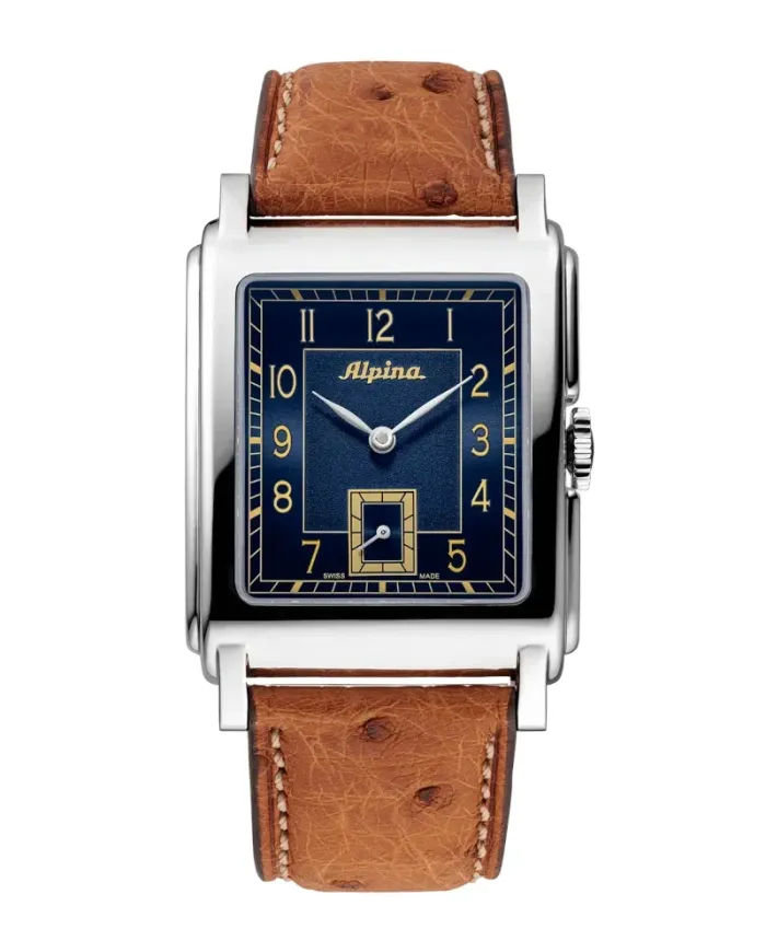 Alpina Heritage Carrée Automatic Blue Watch with Leather Strap