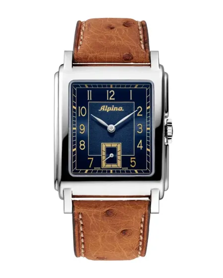Orologio Alpina Heritage Carrée Automatic Blu con Cinturino in Pelle
