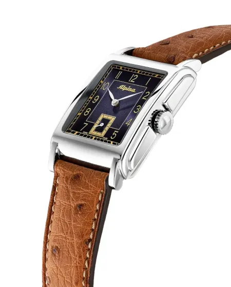 Orologio Alpina Heritage Carrée Automatic Blu con Cinturino in Pelle
