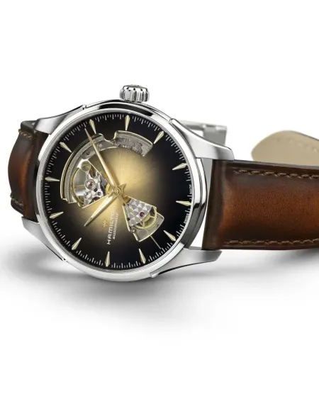 Orologio Hamilton Jazzmaster Open Heart Auto Argento Cinturino Pelle 40 mm