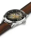 Montre Hamilton Jazzmaster Open Heart automatique, bracelet en cuir argenté, 40 mm