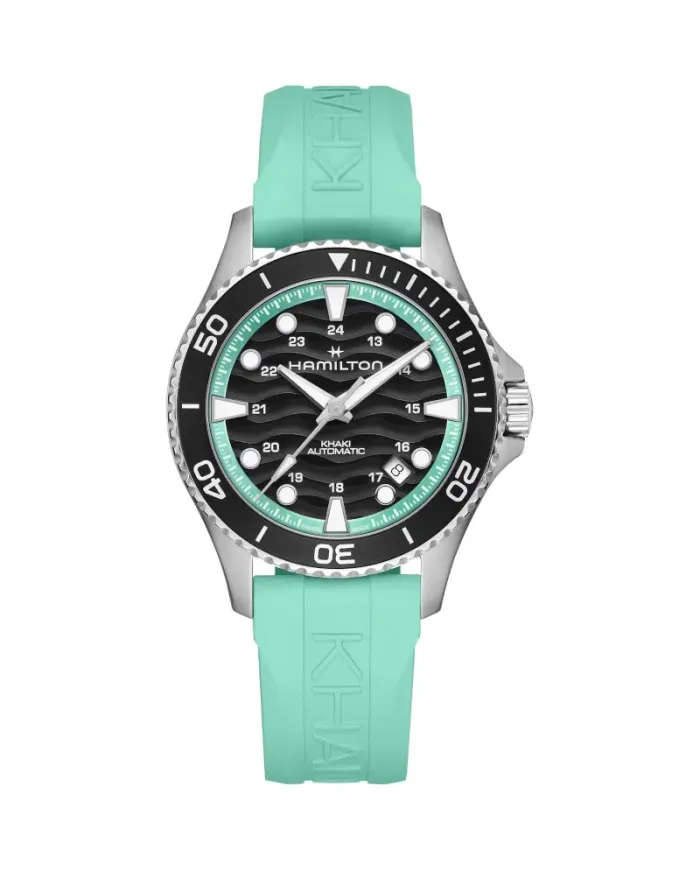 Orologio Hamilton Khaki Navy Scuba Auto Turchese con Cinturino in Caucciù 40 mm