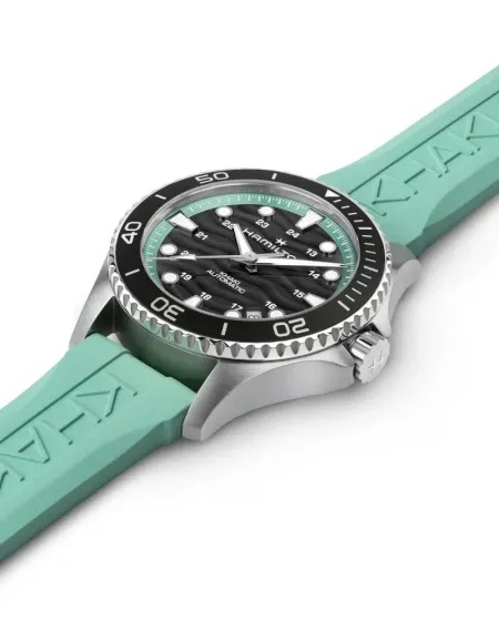 Orologio Hamilton Khaki Navy Scuba Auto Turchese con Cinturino in Caucciù 40 mm