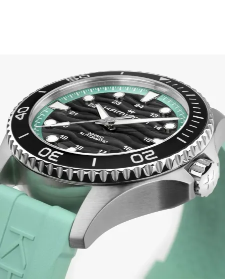 Orologio Hamilton Khaki Navy Scuba Auto Turchese con Cinturino in Caucciù 40 mm