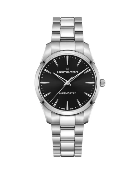 Montre Hamilton Jazzmaster Quartz avec cadran noir et bracelet en acier 40 mm
