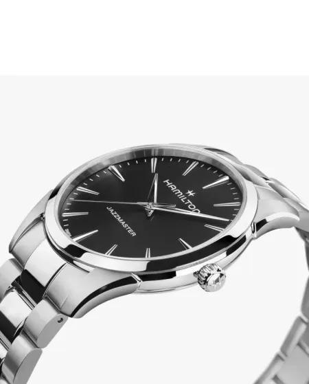 Orologio Hamilton Jazzmaster Quartz con Quadrante Nero e Cinturino in Acciaio 40 mm