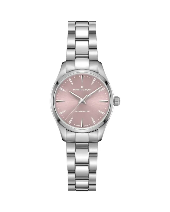 Hamilton Jazzmaster Quartz Watch with Pink Dial and 32mm Steel Strap
