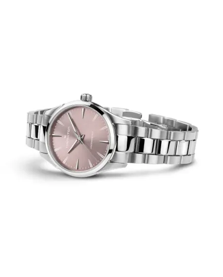 Montre Hamilton Jazzmaster Quartz avec cadran rose et bracelet en acier de 32 mm