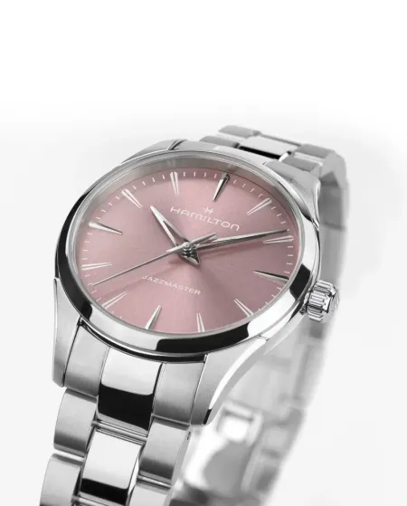 Orologio Hamilton Jazzmaster Quartz con Quadrante Rosa e Cinturino in Acciaio 32 mm