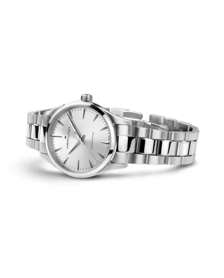 Montre Hamilton Jazzmaster Quartz avec cadran argenté et bracelet en acier de 32 mm