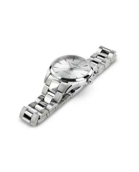 Montre Hamilton Jazzmaster Quartz avec cadran argenté et bracelet en acier de 32 mm