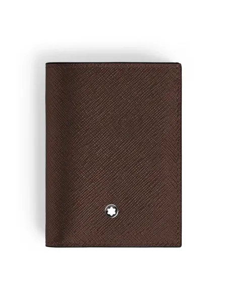 Mini Portafoglio Montblanc Sartorial a 4 Scomparti in Pelle Marrone