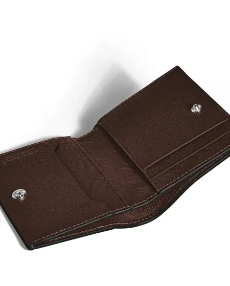 Mini Portafoglio Montblanc Sartorial a 4 Scomparti in Pelle Marrone