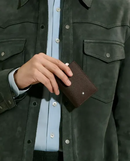 Mini Portafoglio Montblanc Sartorial a 4 Scomparti in Pelle Marrone