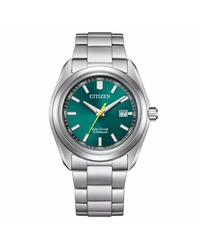 Orologio Citizen Super Titanio 1900 Eco Drive Quadrante Verde Cinturino Acciaio 40 mm