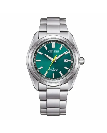 Orologio Citizen Super Titanio 1900 Eco Drive Quadrante Verde Cinturino Acciaio 40 mm
