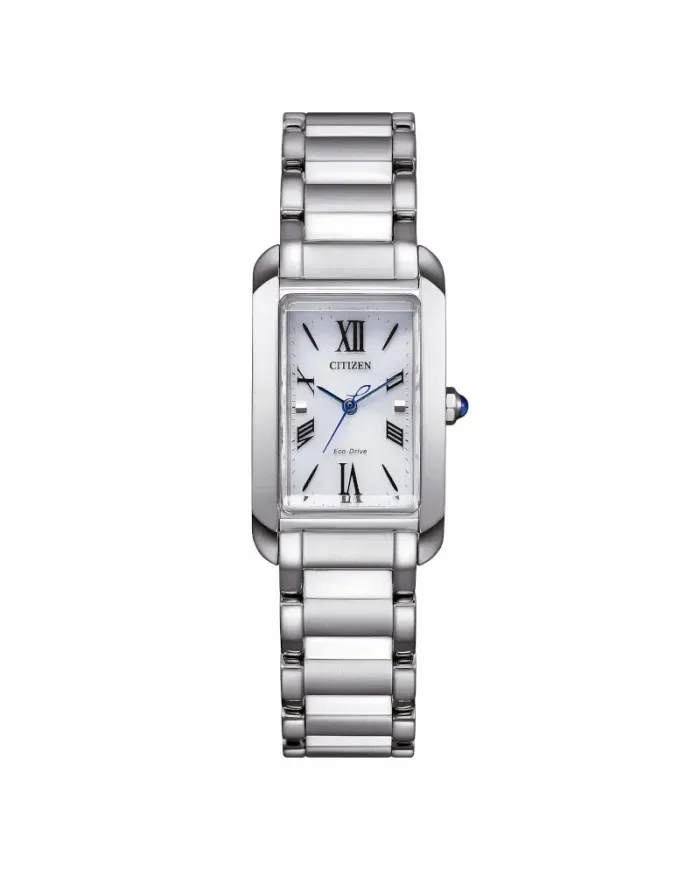 Orologio Citizen Lady El Square Eco Drive Quadrante Bianco e Cinturino in Acciaio 20 mm