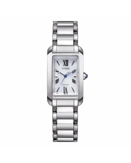 Orologio Citizen Lady El Square Eco Drive Quadrante Bianco e Cinturino in Acciaio 20 mm