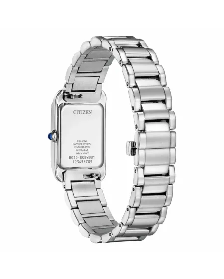 Citizen Lady El Square Eco Drive Watch with White Dial and 20mm Steel Strap