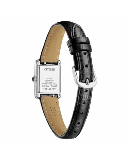 Montre Citizen Lady Kii Eco Drive avec cadran blanc et bracelet en cuir de 19 mm