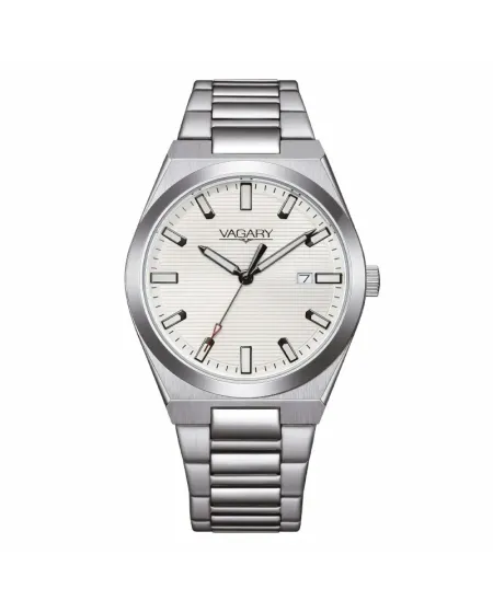 Montre Vagary Timeless, cadran blanc, bracelet en acier, 38 mm