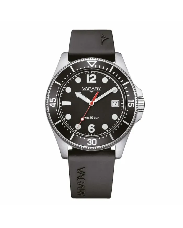 Vagary Aqua39 Watch Black Dial Silicone Strap 39mm