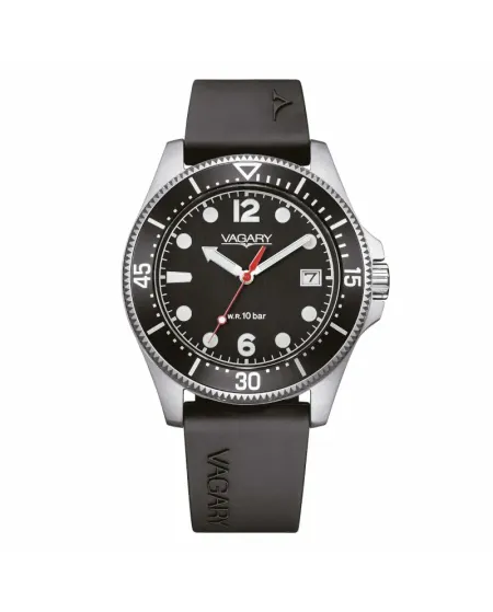 Vagary Aqua39 Watch Black Dial Silicone Strap 39mm