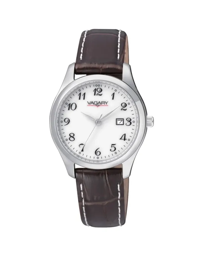 Vagary Infinity Watch White Dial Leather Strap