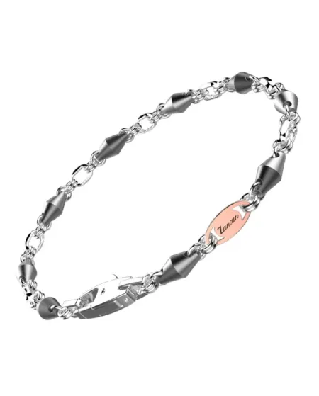 Zancan Eternity Titanium Men's Bracelet in Titanium and Rose Gold with Biconical Elements