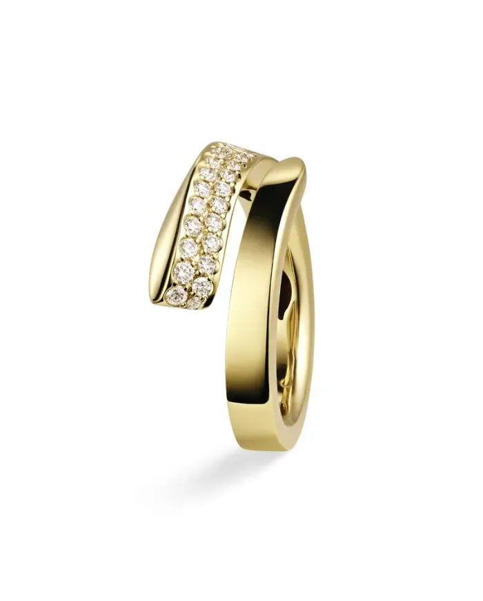 Anello Contrarié Crivelli Like Slim in Oro Giallo con Pavè di Diamanti