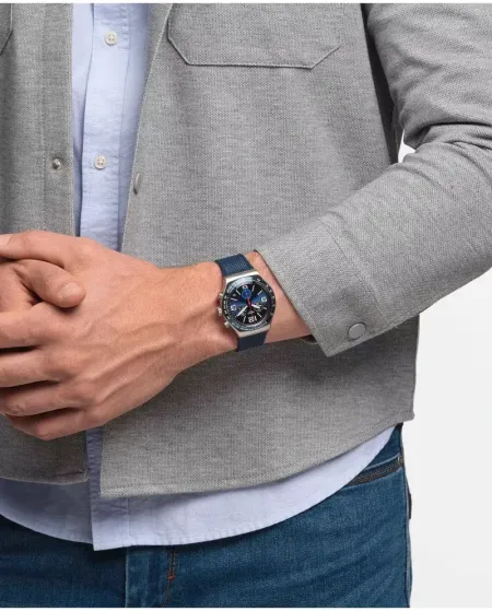Swatch Blue Grid Chronograph Watch
