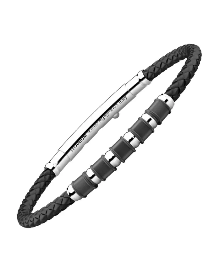 Zancan Eternity Titanium Men's Bracelet in Titanium, Silver, and Silicone