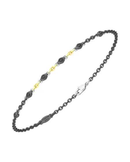 Bracelet Zancan Eternity pour homme en titane et or jaune avec diamants noirs