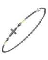 Zancan Eternity Titanium Men's Bracelet in Titanium and Yellow Gold with Cross and White Diamonds