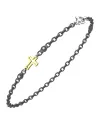 Zancan Eternity Titanium Men's Bracelet with Yellow Gold Cross and White Diamonds
