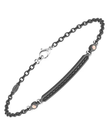 Bracciale da Uomo Zancan Eternity Titanium in Titanio con Diamanti Neri e Viti in Oro Rosa