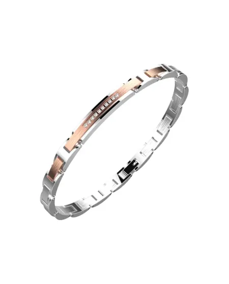 Bracelet Zancan Hi-Tekh pour homme, bicolore, en acier, avec rose des vents