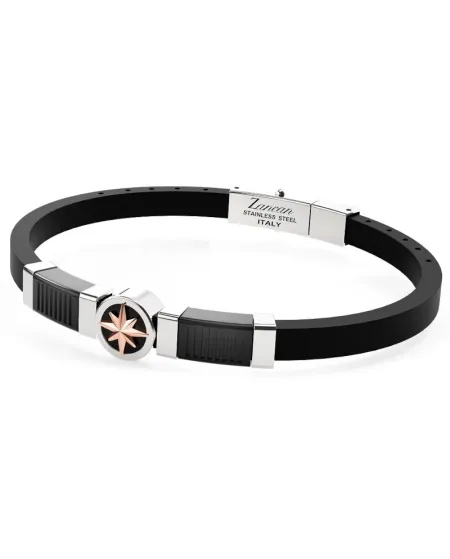 Bracelet Zancan Hi-Tekh 2.0 pour homme, en acier et silicone noir, avec rose des vents
