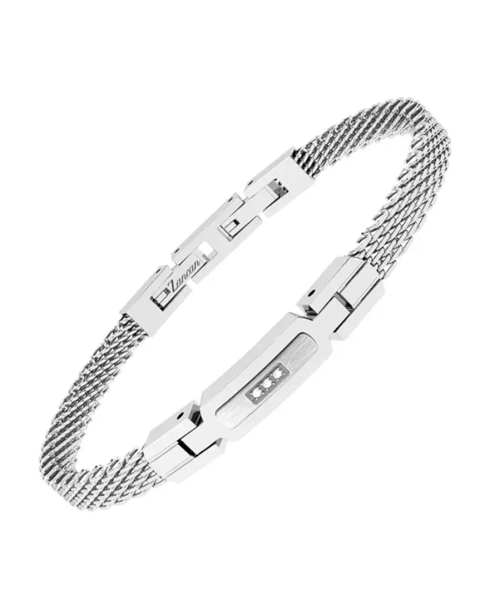 Bracelet pour homme Zancan Hi-Tekh en acier avec saphirs blancs