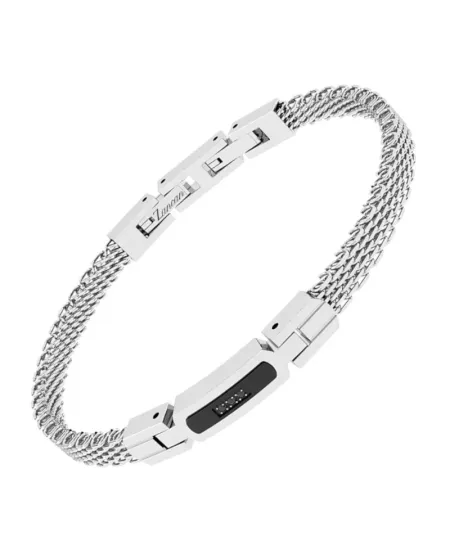 Bracelet pour homme Zancan Hi-Tekh 2.0 en acier avec spinelles noires